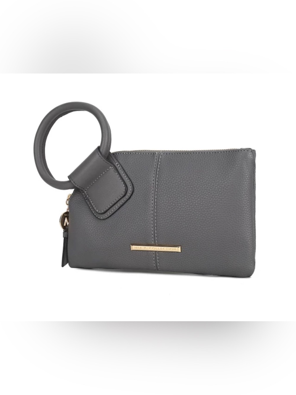 Mia K Collection Simone Wristlet Charcoal Gray Vegan Leather